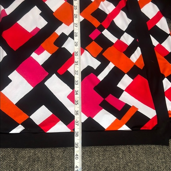 Alfani Wrap Print Stretch Dress Pink Orange Black sz L - Picture 6 of 8